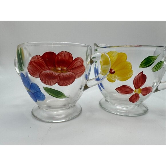 Vintage Bartlett Collins Creamer Sugar Bowl Floral Red Yellow Gay Fad 50’s Vtg - Picture 7 of 8